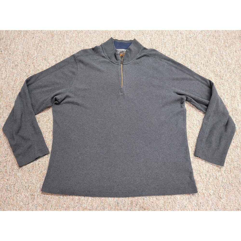 Robert Graham Pullover Mens XL Gray Quarter Zip Classic Fit Cotton Blend Heather